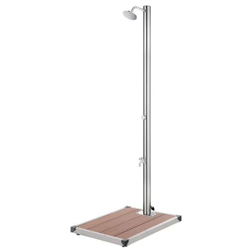 vidaXL Buitendouche met bruine basis 220 cm roestvrij staal, Tuin en Terras, Zwembaden, Nieuw, Verzenden