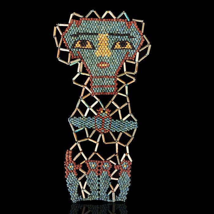 Égypte ancienne Linceul de momie en faïence avec scarabée, Antiek en Kunst, Antiek | Overige Antiek