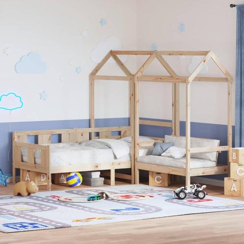 vidaXL Kinderbed met huisje en bankje massief grenenhout, Huis en Inrichting, Slaapkamer | Bedden, Nieuw, Verzenden