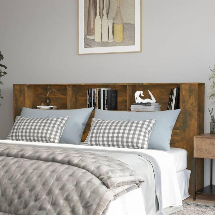vidaXL Hoofdbordkast 220x18,5x104,5 cm gerookt eikenkleurig, Huis en Inrichting, Slaapkamer | Bedden, Nieuw, Verzenden