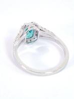 Bague - 18 carats Or blanc Émeraude - Diamant, Handtassen en Accessoires, Ringen, Nieuw
