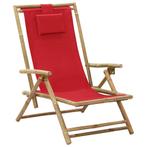 vidaXL Relaxstoel verstelbaar bamboe en stof rood, Tuin en Terras, Verzenden, Nieuw