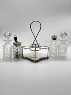 Antique Cruet Set with fore four Glass Bottles - Salière et