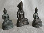 3 Sukhothai Boeddhabeelden in Abhaya Mudra, Bhumisparsa
