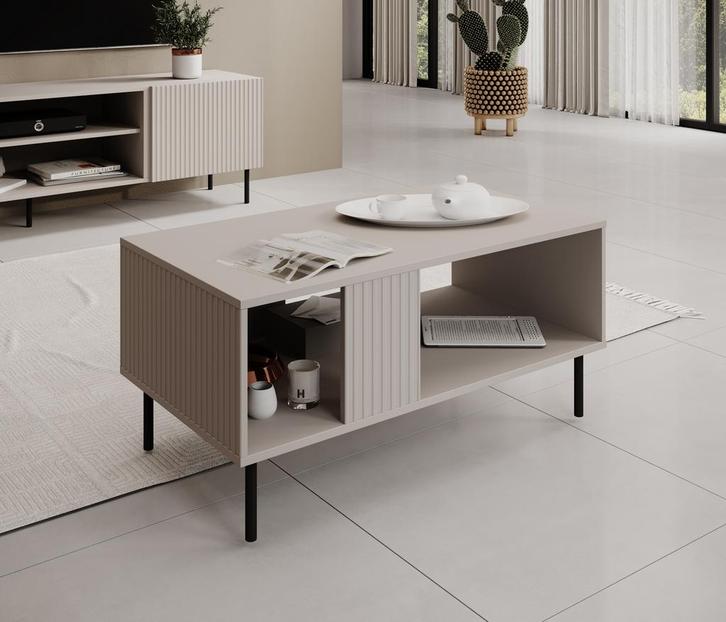 Meubella Salontafel 92cm beige rechthoekig modern, Huis en Inrichting, Tafels | Salontafels, Nieuw, 50 tot 100 cm, Minder dan 50 cm