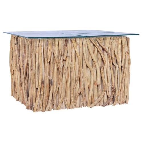 vidaXL Salontafel met glazen blad 66x66x40 cm massief, Huis en Inrichting, Tafels | Salontafels, Nieuw, Verzenden