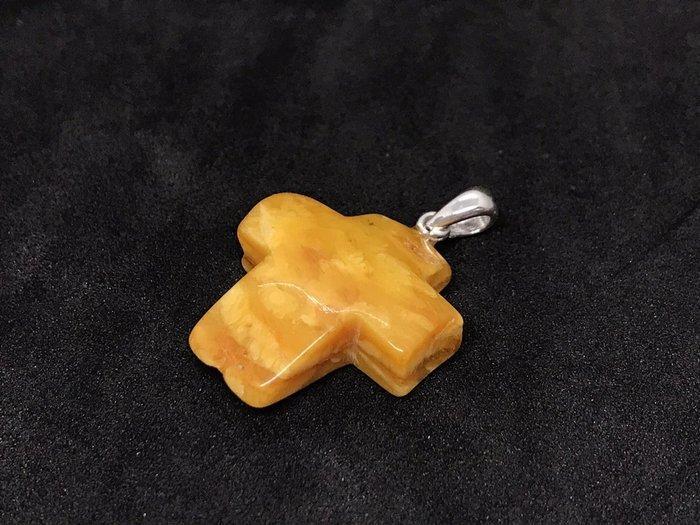 Uniek natuurlijke Baltische barnsteen hanger kruis 925, Verzamelen, Dierenverzamelingen
