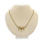 Gouden jasseron schakelketting met vaste hanger, Ophalen of Verzenden, Gebruikt, Overige kleuren, Goud