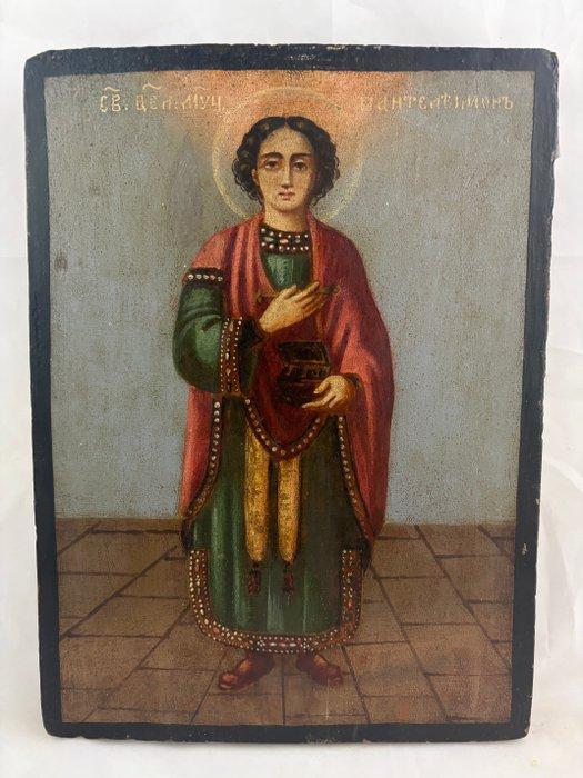 Icoon - Panteleimon - Hout, Antiek en Kunst, Kunst | Niet-Westerse kunst