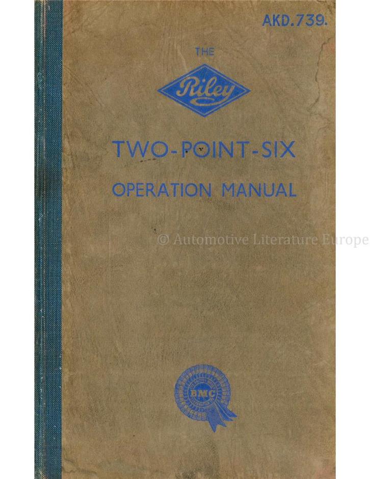 1957 RILEY TWO-POINT-SIX INSTRUCTIEBOEKJE ENGELS, Autos : Divers, Modes d'emploi & Notices d'utilisation