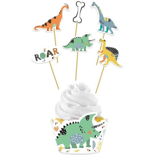 Dino Cupcake Toppers Roar 12 delig, Hobby & Loisirs créatifs, Articles de fête, Envoi