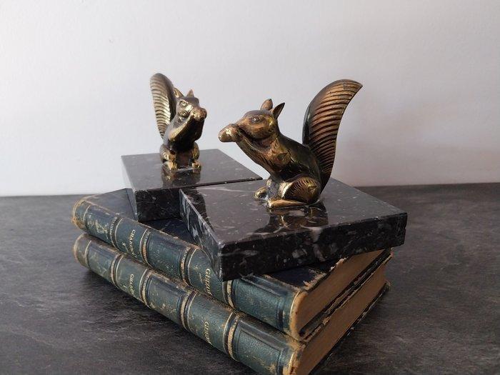 Boekensteunen - Marmer - Eekhoorns, Antiek en Kunst, Curiosa en Brocante