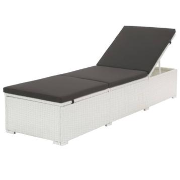 vidaXL Ligbed met kussen poly rattan wit, Tuin en Terras, Ligbedden, Verzenden, Nieuw
