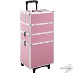Cosmetica koffer met 3 etages - pink, Huis en Inrichting, Tafels | Kaptafels, Nieuw, Verzenden