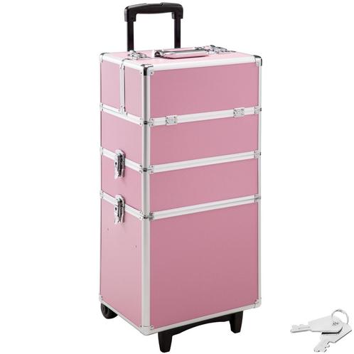 Cosmetica koffer met 3 etages - pink, Huis en Inrichting, Tafels | Kaptafels, Verzenden