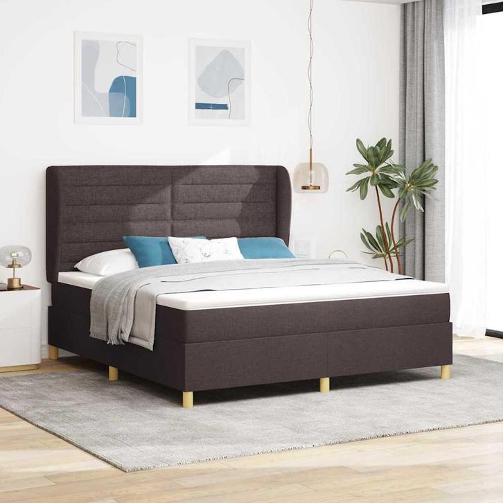 vidaXL Boxspringbed met matras Donkergrijs 90x190 cm Stof, Maison & Meubles, Chambre à coucher | Lits, Envoi