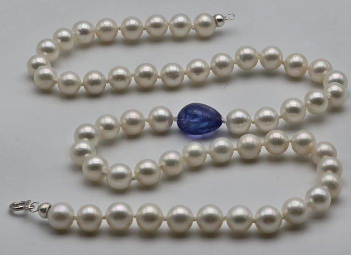 Zonder Minimumprijs - Halsketting - 18 karaat Witgoud Parel, Handtassen en Accessoires, Kettingen