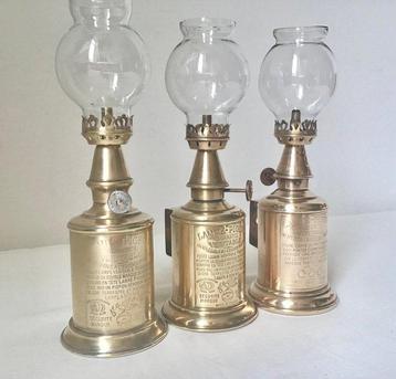 Lampe à huile - Trois belles anciennes lampes à huile, Antiek en Kunst