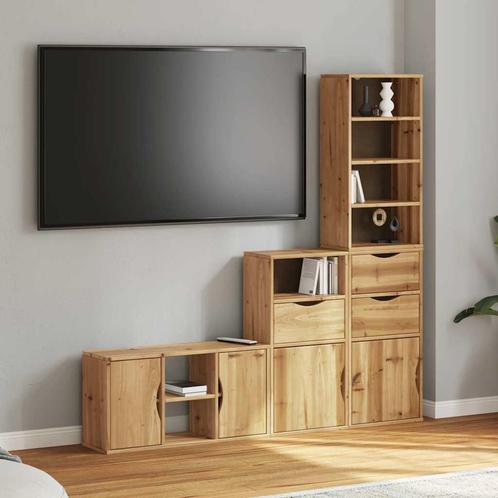 vidaXL 4-delig tv-meubel met opbergruimte ODDA massief, Huis en Inrichting, Kasten |Televisiemeubels, Nieuw, Verzenden