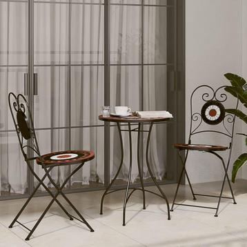 vidaXL Bistroset mozaïek ijzer en keramiek terracottakleurig, Verzenden