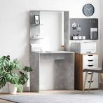 vidaXL Bureau met plank Betongrijs 78.5 x 37 x 154.5 cm, Verzenden, Nieuw