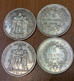 France. 5 Francs Hercule (lot de 4 monnaies en argent)