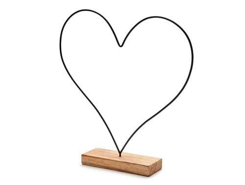 Metalen frame Hart op houten voet Zwart ca. 44 cm, Huis en Inrichting, Woonaccessoires | Kunstplanten en Kunstbloemen, Nieuw