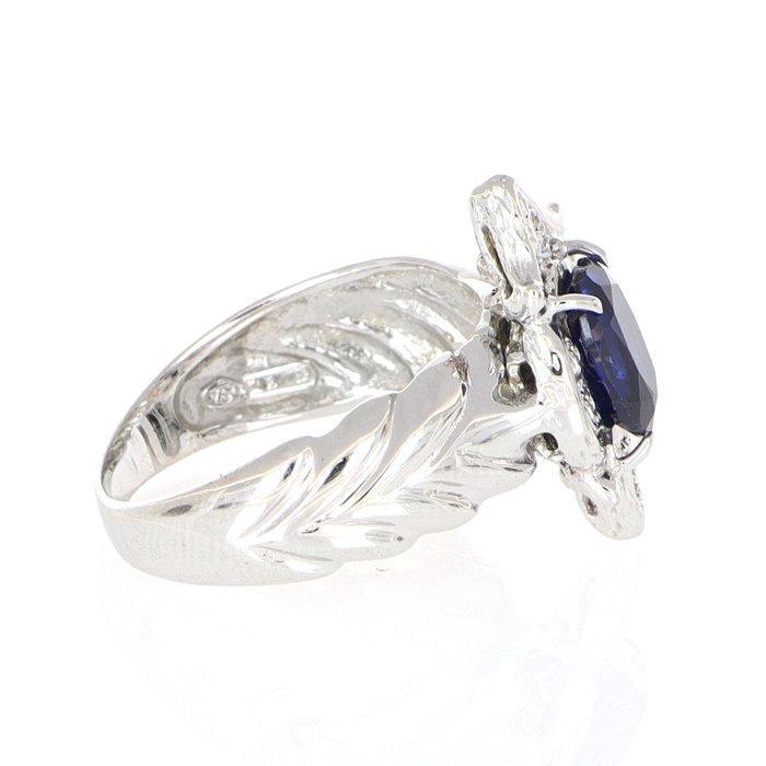 Zonder Minimumprijs - Ring - 18 karaat Witgoud Saffier -, Handtassen en Accessoires, Ringen