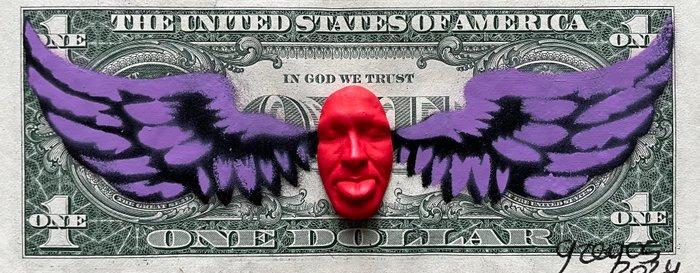 gregos - Lot of 3 “violet wings flying dollars”, Antiek en Kunst, Kunst | Designobjecten