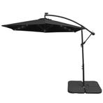 Zwarte 3m LED Zweefparasol met een eenvoudige voet, Tuin en Terras, Verzenden, Nieuw