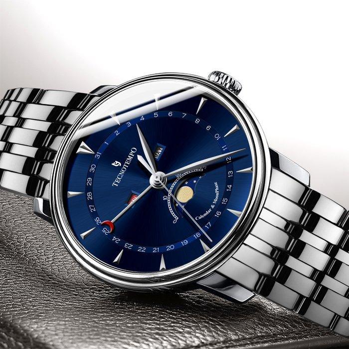 Tecnotempo - Calendar & Moon Phase - 40mm - - TT.CMPA.BL -, Handtassen en Accessoires, Horloges | Heren