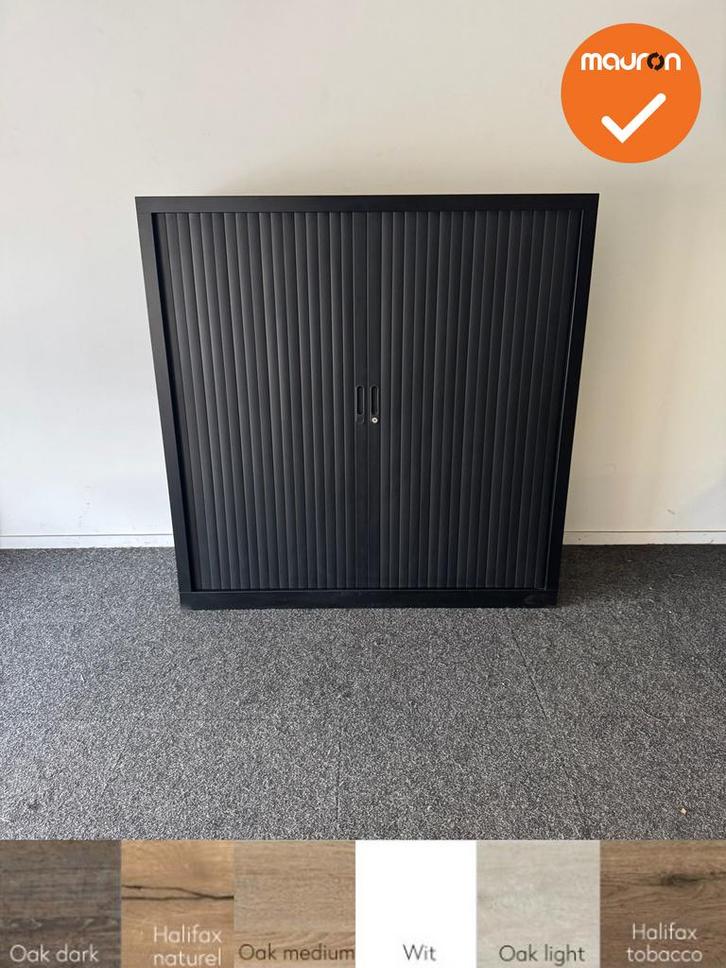 Roldeurkast - BASIC - 122x120x45cm - Zwart met zwarte kunsts, Articles professionnels, Aménagement de Bureau & Magasin | Mobilier de bureau & Aménagement