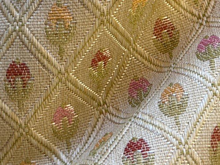 san leucio - exclusief damast zijde goud met ruiten en rozen, Antiek en Kunst, Antiek | Tapijten, Tafelkleden en Textiel