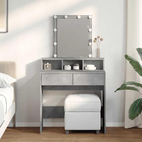 vidaXL Kaptafel met LED 80x41x144,5 cm betongrijs, Huis en Inrichting, Tafels | Kaptafels, Nieuw, Verzenden