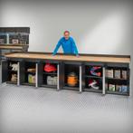 Datona Werkbank PRO eiken - 6 opbergkasten - 400 cm - zwart, Ophalen of Verzenden