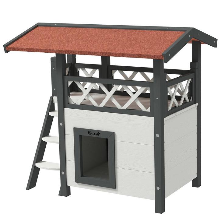 Kattenhuis - Luxe ontwerp – Balkon - Wit, Dieren en Toebehoren, Katten-accessoires, Nieuw, Ophalen of Verzenden