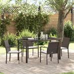 vidaXL Tuin Eettafel Set 5 pcs Bruin en Zwart PE Riet, Verzenden