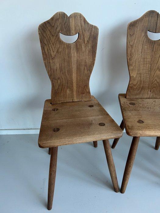Stoel - Eik - Set van vier eikenhouten boerenstoelen, Antiquités & Art, Art | Objets design