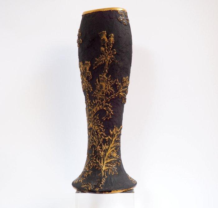 Daum Frères, (attr.) - Vaas - Glas - Cardos en kruisen, Antiek en Kunst, Antiek | Glaswerk en Kristal