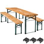 tectake Biertafelset Ludo 3-delig opklapbaar met parasolhoud, Huis en Inrichting, Stoelen, Verzenden, Nieuw