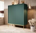 Dressoir groen 104x39x125 cm goud hotel chique, Nieuw, 25 tot 50 cm, 100 tot 150 cm, Verzenden