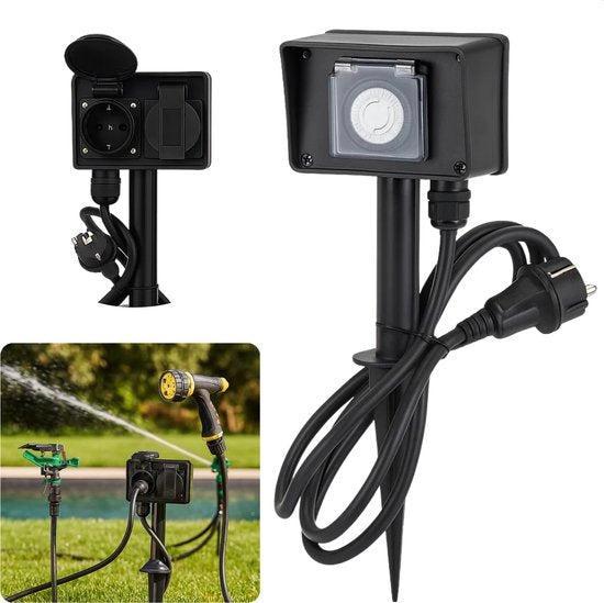 2dekans | Cheqo® Tuinstekkerdoos Met Timer - 2 Stopcontacten, Tuin en Terras, Buitenverlichting, Ophalen of Verzenden