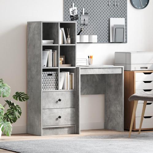 vidaXL Bureau met Opbergruimte in Beton Grijs Gelaagd Hout, Maison & Meubles, Armoires | Dressoirs, Envoi