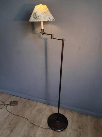 Staande lamp - Messing - zwenkarm, bloemen kap