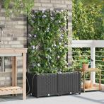 vidaXL Tuin Plantpot 2 pcs Zwart Kunststof, Verzenden, Nieuw
