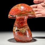 GEEN MINIMUMPRIJS - Handgesneden rode jaspis paddestoelen, Antiek en Kunst