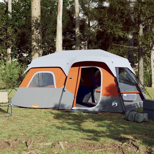 vidaXL Tent 9-persoons waterdicht met LED lichtgrijs en, Caravans en Kamperen, Tenten, Nieuw, Verzenden