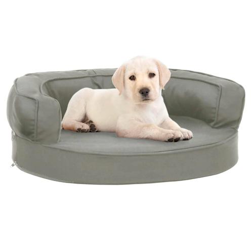 vidaXL Hondenbed ergonomisch linnen-look 60x42 cm grijs, Dieren en Toebehoren, Honden-accessoires, Nieuw, Verzenden