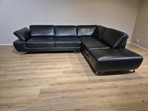 Belform Ibiza Hoekbank - Zwart - Leder - Design - ZGAN, Huis en Inrichting, Zetels | Zetels en Chaises Longues, 250 tot 300 cm