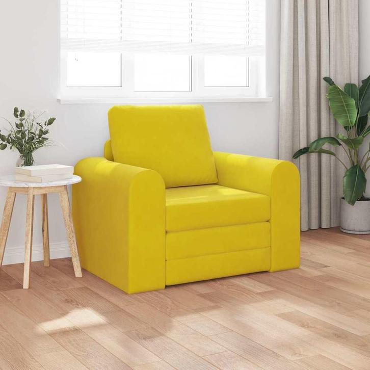 vidaXL Slaapbank Geel 98 x 71 x 83 cm Fluweel, Huis en Inrichting, Zetels | Zetels, Nieuw, Verzenden